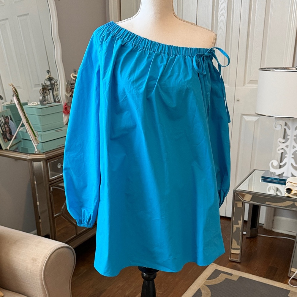 Topshop NWT One-Shoulder Turquoise Mini Dress FABULOUS Size 2 ❤️ - Picture 2 of 7